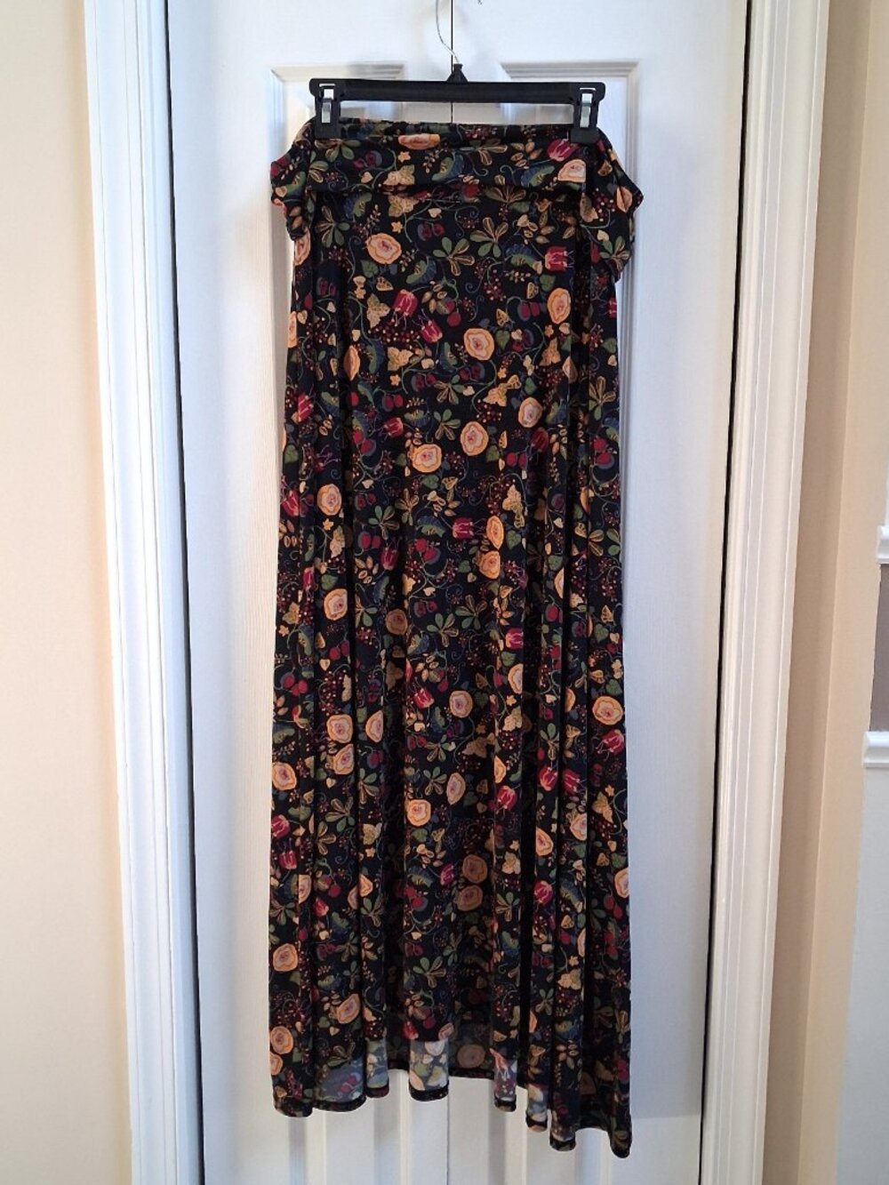 LuLaRoe Black Floral Maxi Skirt sz XL